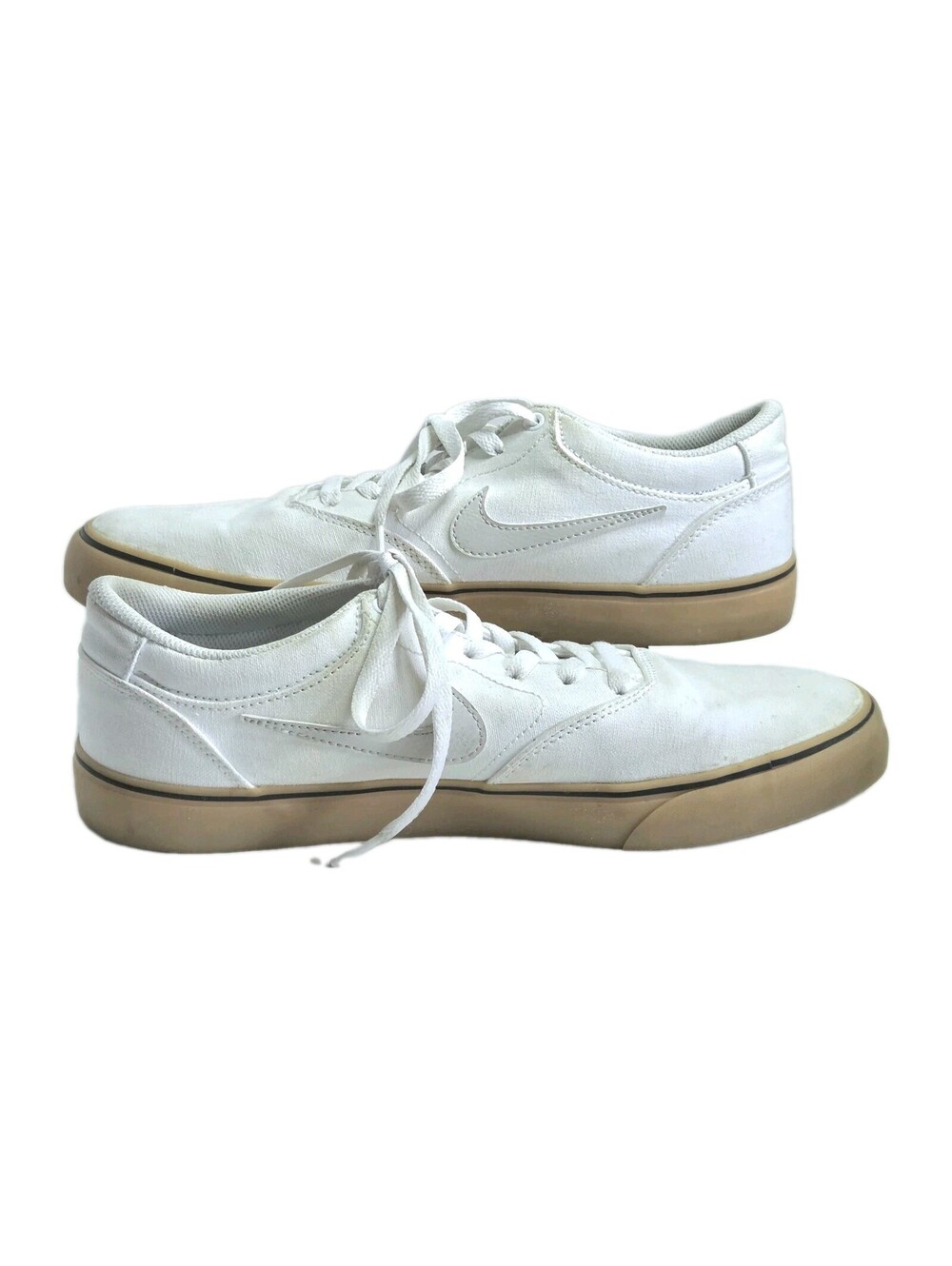 Nike Chron 2 Men's Canvas SB Triple White Gum Size 10.5M Skate Shoe Low Top
